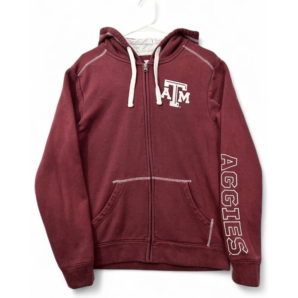Texas A&M Aggies Hoodie Medium Maroon NCAA College Football Full Zip Sweatshirt